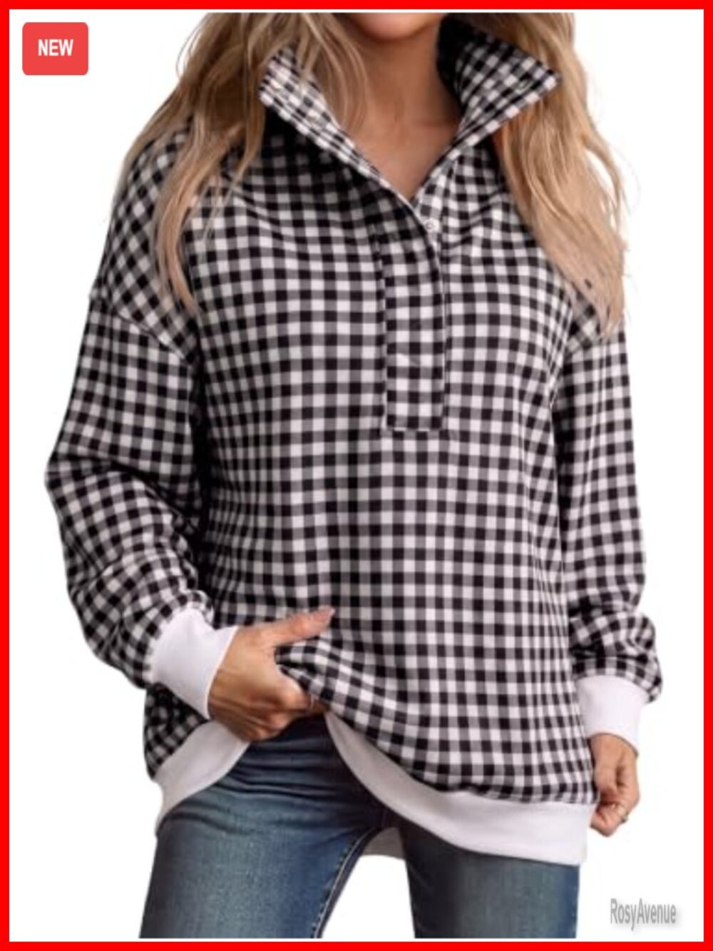 Oversized Snap Stand Collar Long Sleeve Pullover Sweatshirt Casual Fall Top